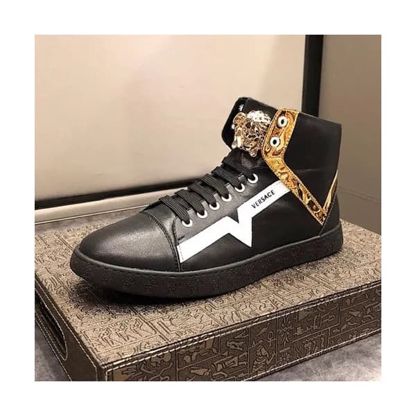 Versace 2019 Mens Leather Sneakers - 베르사체 2019 남성용… - 1