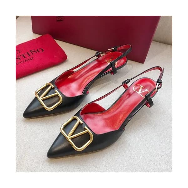 Valentino 2019 Ladies Leather Middle Heel Slingbac… - 1