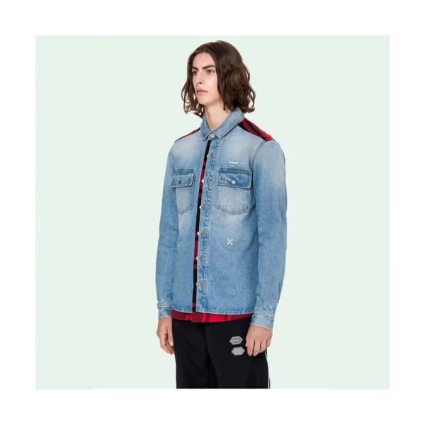 Off white 2019 Mens Basic Logo Denim Shirt - 오프화이트… - 1