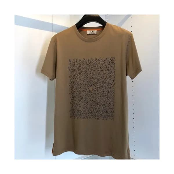 Hermes 2020 Mens Crew-neck Silket Short Sleeved Ts… - 1