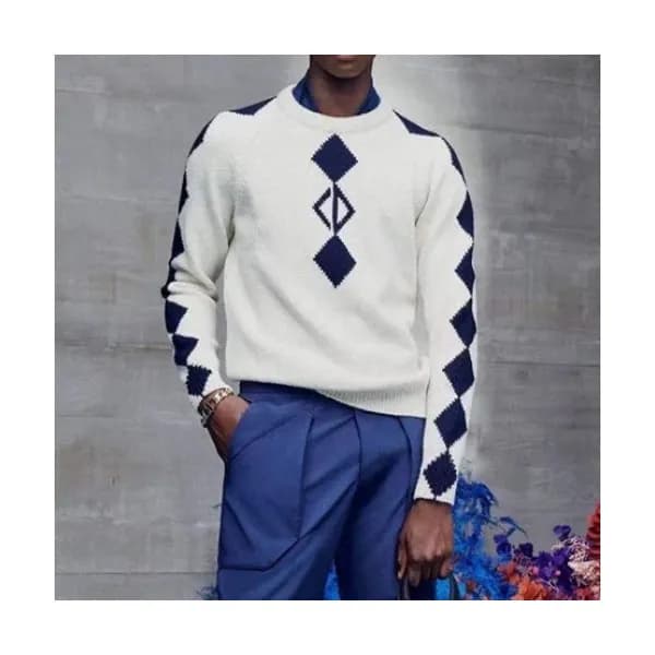 Dior Mm/Wm Retro Logo Crew-neck Sweaters Navy - 디… - 1