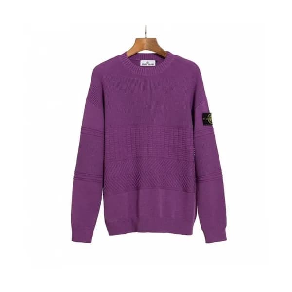Stone Island Mens Casual Crew-neck Sweaters Purpl… - 1