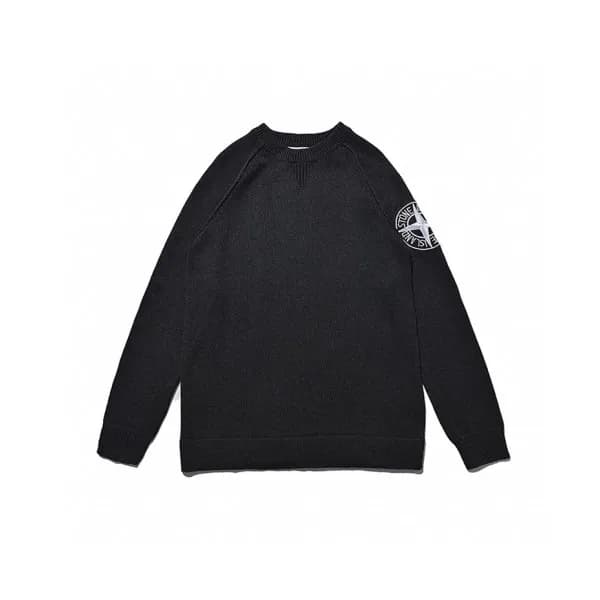 Stone Island Mens Casual Crew-neck Sweaters Black… - 1