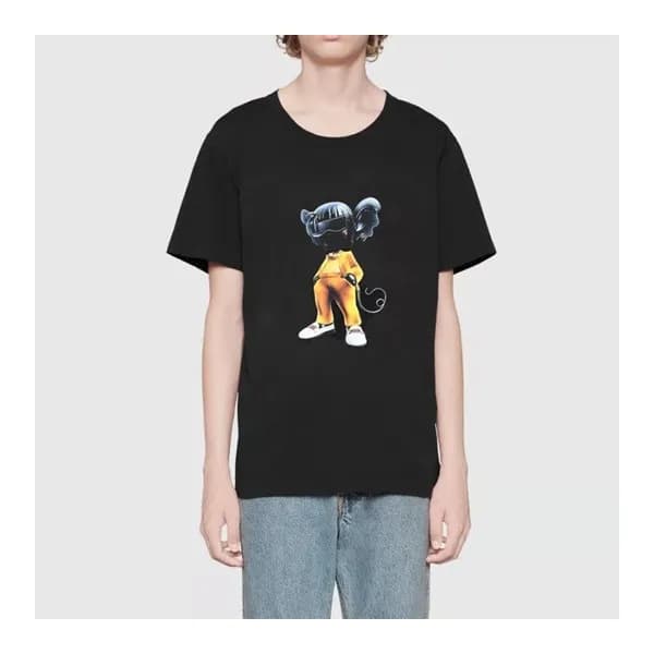 구찌 남자 크루넥 블랙 반팔티 - Mens Black Tshirts - guc04588x - 1