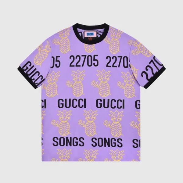 구찌 남/여 크루넥 퍼플 반팔티 - Unisex Purple Tshirts - guc046… - 1