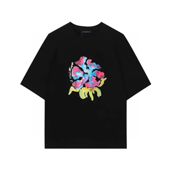 루이비통 남성 크루넥 블랙 반팔티 - Mens Black Tshirts - lou03996… - 1