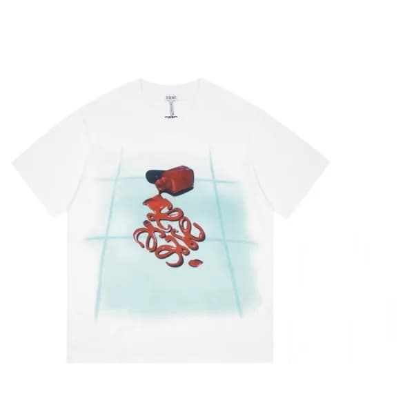 로에베 남성 이니셜 화이트 반팔티 - Mens White Tshirts - loe0593x - 1