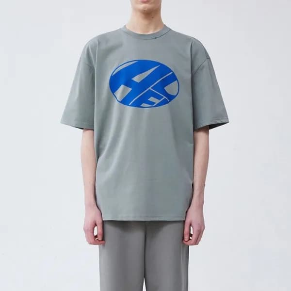 ADER 남/녀 모던 그레이 반팔티 - Unisex Gray Tshirts - ade010… - 1
