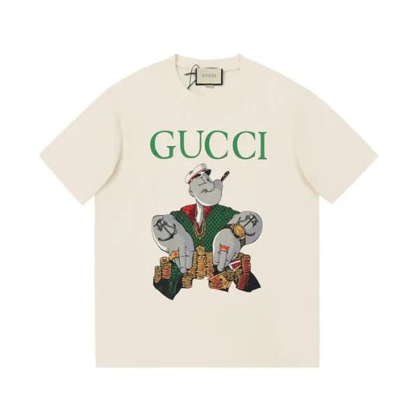 구찌 남/녀 크루넥 아이보리 반팔티 - Unisex Ivory Tshirts - guc04… - 1