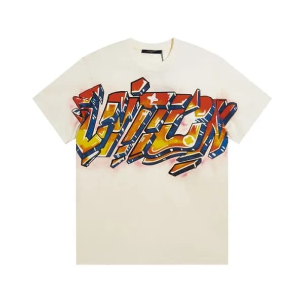 루이비통 남성 아이보리 크루넥 반팔티 - Mens Ivory Tshirts - lou050… - 1