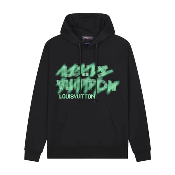루이비통 남자 베이직 블랙 후드티 - Louis vuitton Mens Black Hood… - 1