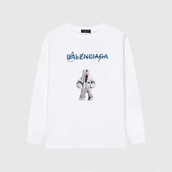 발렌시아가 남성 캐쥬얼 화이트 맨투맨 - Balenciaga Mens White Tshir… - 1