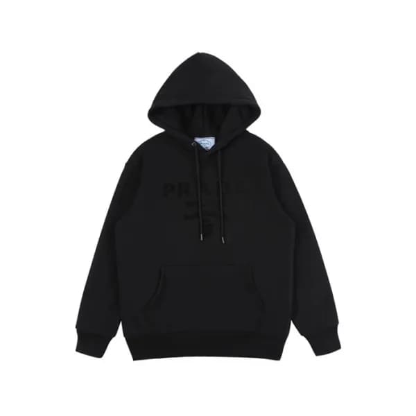 프라다 남/녀 캐쥬얼 블랙 후드티 - Prada Unisex Black Hoodie - p… - 1
