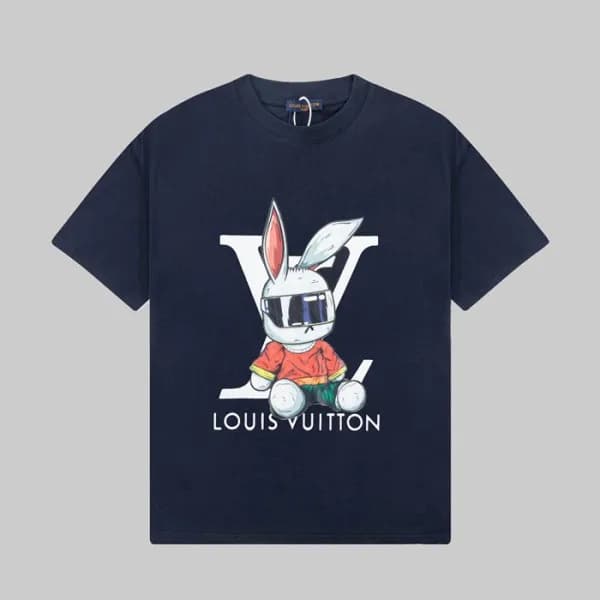 루이비통 남성 네이비 크루넥 반팔티 - Louis vuitton Mens Navy Shor… - 1