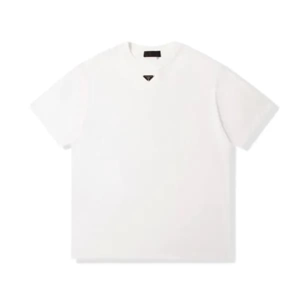 프라다 남성 화이트 크루넥 반팔티 - Prada Mens White Short sleeve… - 1