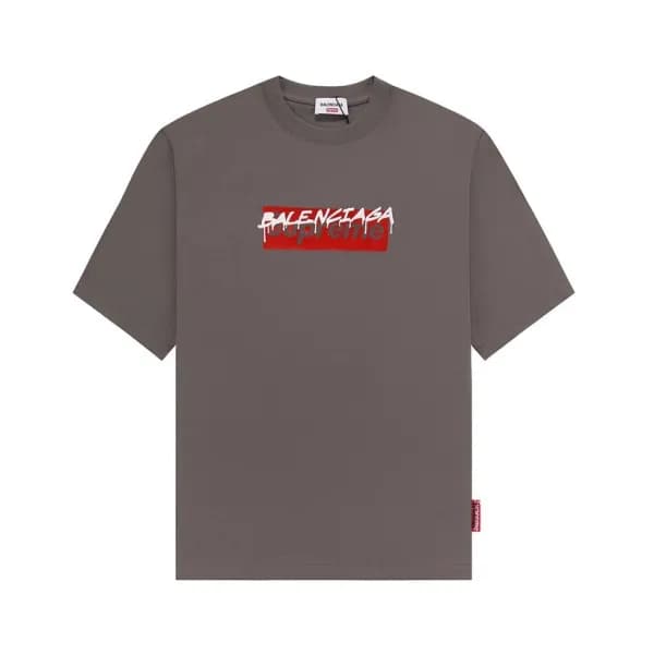 발렌시아가 남성 크루넥 그레이 반팔티 - Balenciaga Mens Gray Short … - 1
