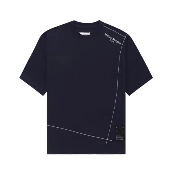 메종마르지엘라 남성 크루넥 네이비 반팔티 - Maison Margiela Mens Navy… - 1
