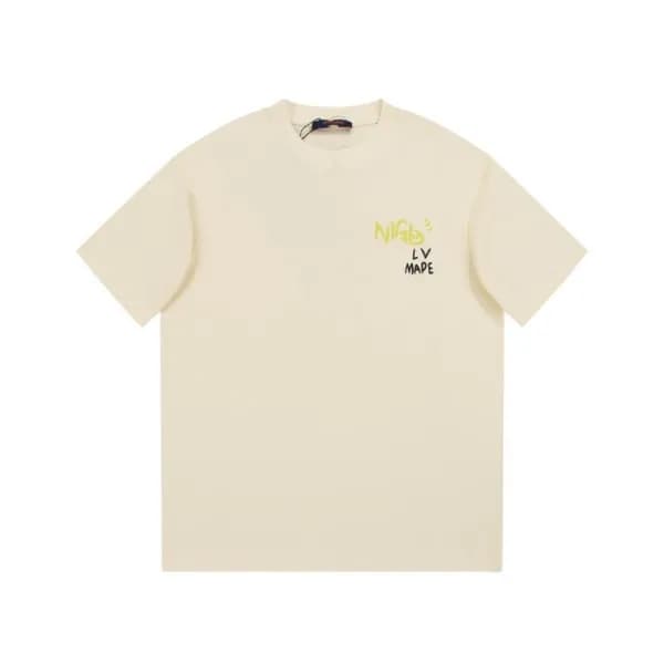 루이비통 남성 크루넥 아이보리 반팔티 - Louis vuitton Mens Ivory Sh… - 1