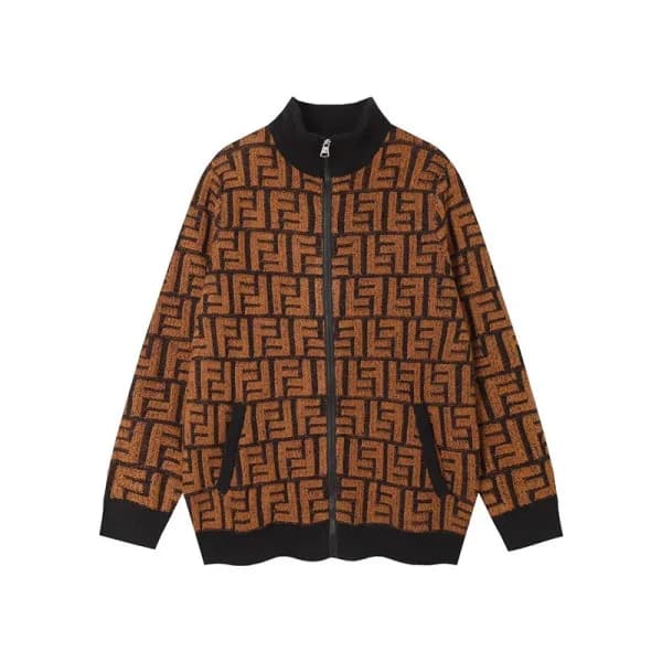 펜디 남성 브라운 집업 니트 - Fendi Mens Brown Sweaters - fe18… - 1