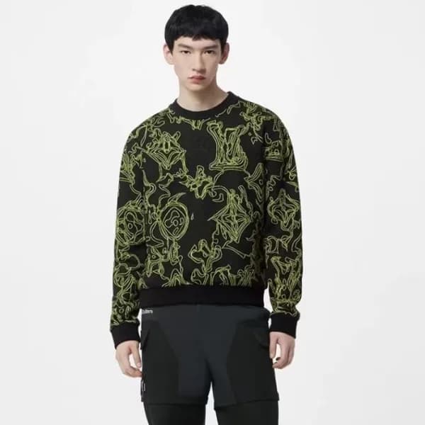 루이비통 남성 블랙 크루넥 니트 - Louis vuitton Mens Black Sweat… - 1