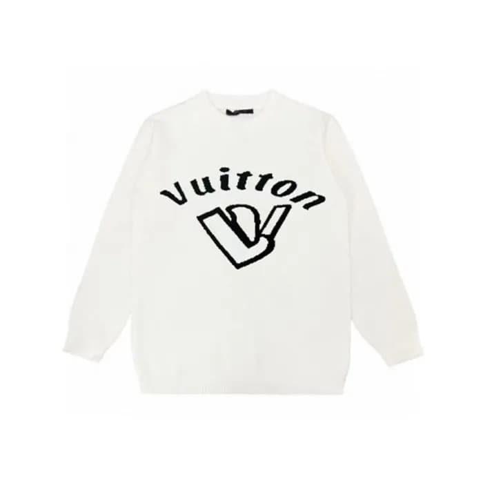 루이비통 남성 화이트 크루넥 니트 - Louis vuitton Mens White Knit… - 1