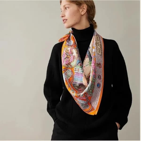 에르메스 여성 오렌지 스카프 - Hermes Womens Orange Scarf - acc… - 1