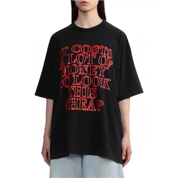베트멍 여성 블랙 반팔 티셔츠 - Vetements Womens Black Tshirts … - 1