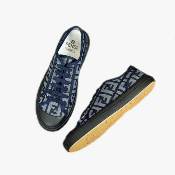 펜디 남/녀 네이비 스니커즈 - Fendi Unisex Navy Sneakers - fes… - 1