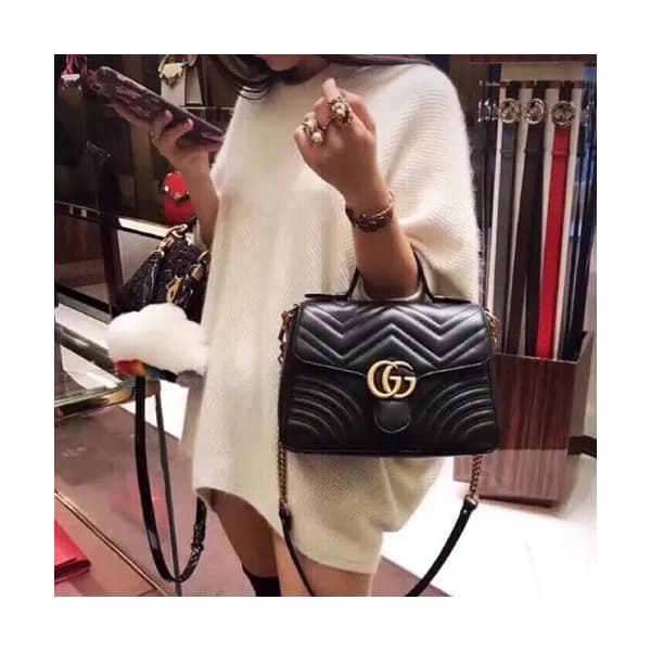Gucci GG Marmont Matlase Women Top Handle Bag,26.5… - 1