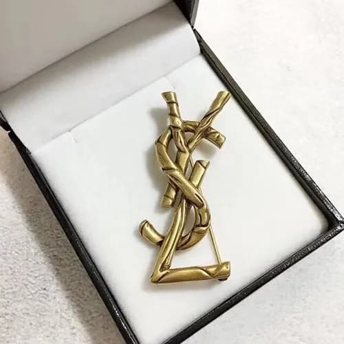 YSL Rose Gold Brooch - 입생로랑 여성용 18k도금 로즈골드 브로… - 1