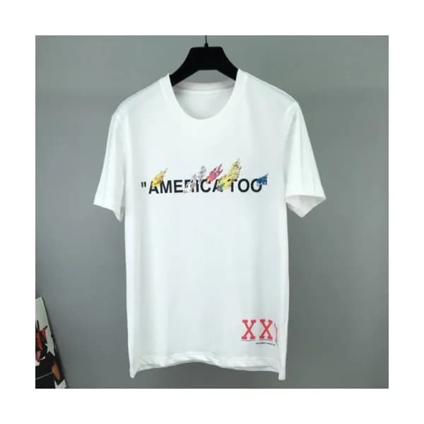 Off-white 2019 Mens Logo Crew - neck Cotton Short … - 1
