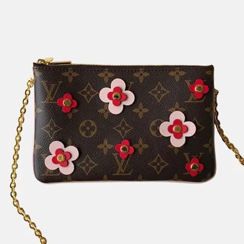 Louis Vuitton 2019 Pochette Flower Double Zip Chai… - 1