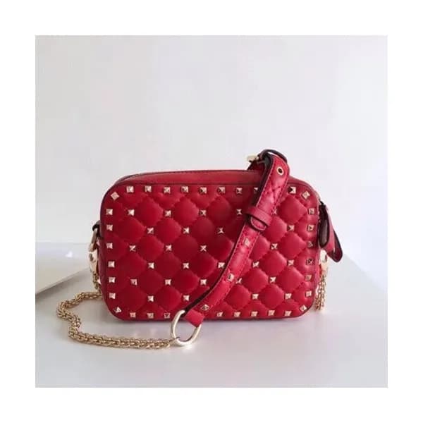 Valentino 2019 Leather Ruckstud Spike Camera Small… - 1