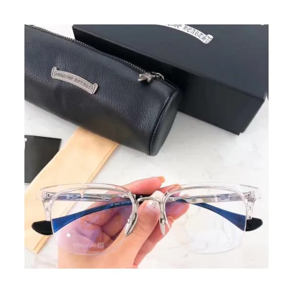 Chrome hearts 2019 Mens Cruz Metal Logo Frame Eyew… - 1