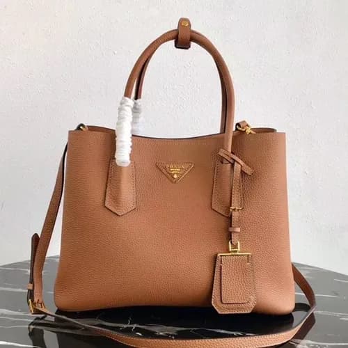 Prada 2019 Vitello Daino Double Leather Tote Shoul… - 1