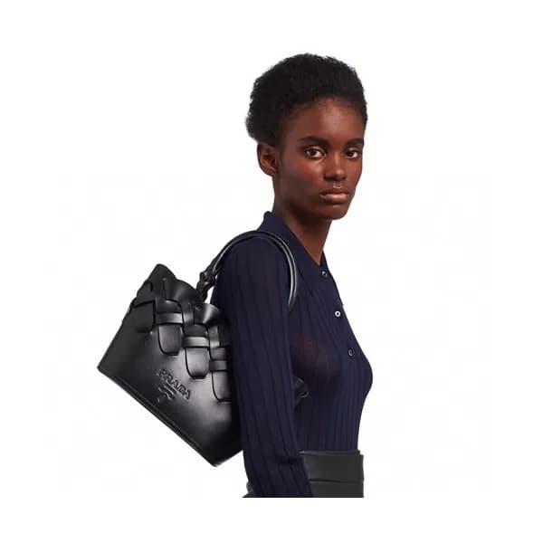 Prada 2020 Women Leather Bucket Tote Shoulder Bag … - 1