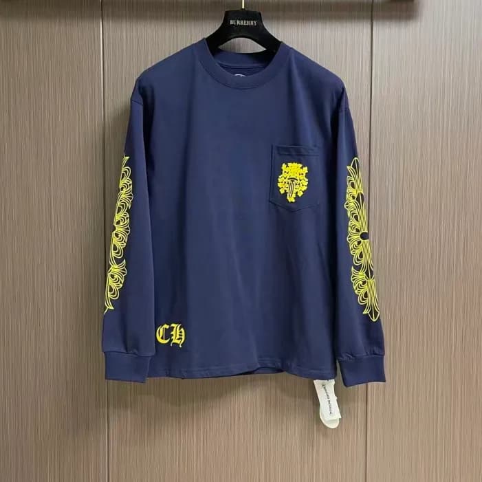크롬하츠 남성 네이비 맨투맨 - Chrome Hearts Mens Navy Tshirts … - 1