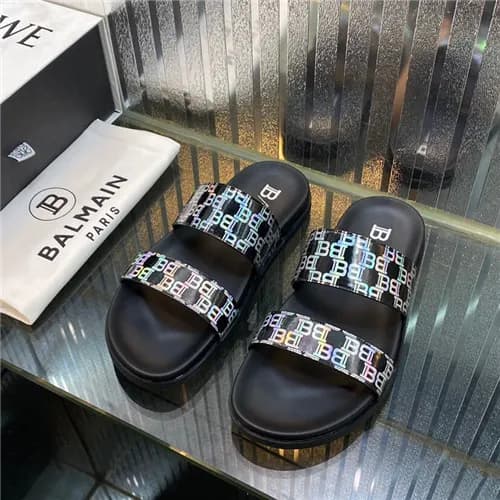 Balmain 2021 Men's Leather Slipper,BALMS0037 -… - 1