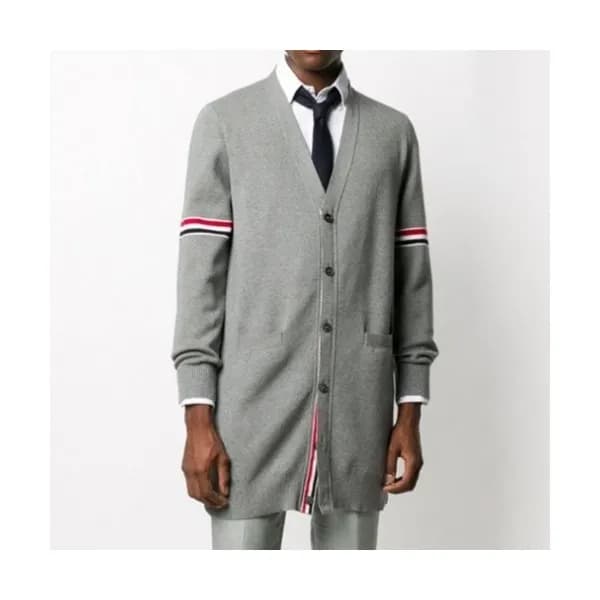 Thom Browne Mm/Wm Strap V-neck Cardigan Gray - 톰브… - 1