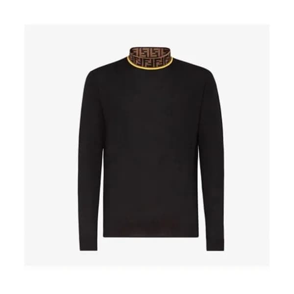 Fendi Mens Logo Crew-neck Sweaters Black - 펜디 202… - 1