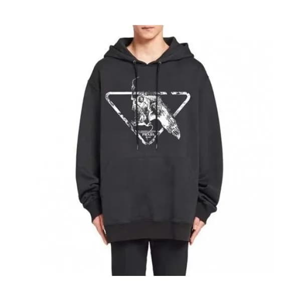 Prada Mens Casual Cotton Hoodie Black - 프라다 2021 … - 1
