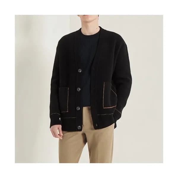 Hermes Mens Casual Cashmere Cardigan Black - 에르메스… - 1