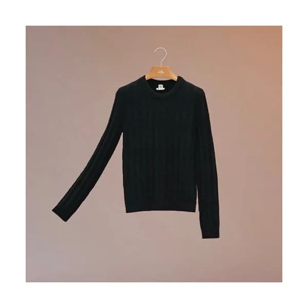Hermes Mens Crew-neck Wool Sweater Black - 에르메스 2… - 1