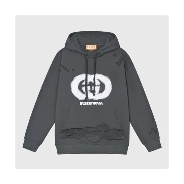 Gucci Unisex Logo Casual Cotton Hoodie Gray - 구찌 … - 1