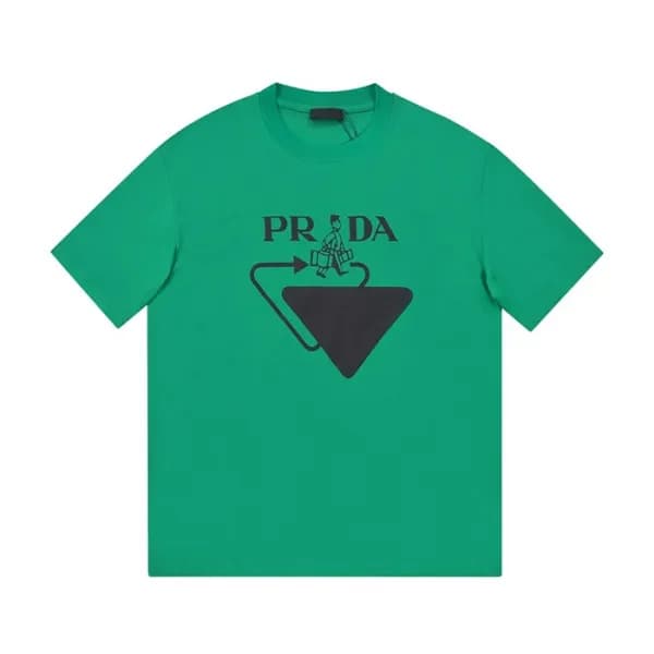 프라다 남성 크루넥 그린 반팔티 - Mens Green Tshirts - Pra02582x - 1