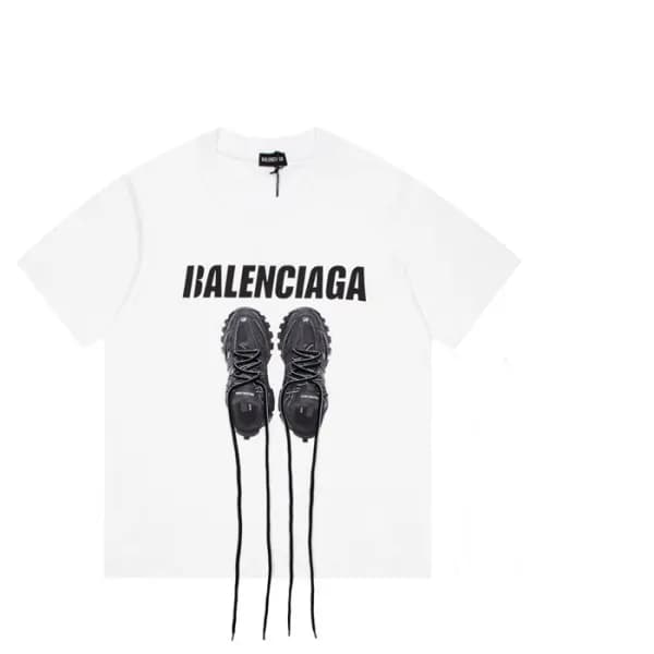 발렌시아가 남성 크루넥 화이트 반팔티 - Mens White Tshirts - bal013… - 1