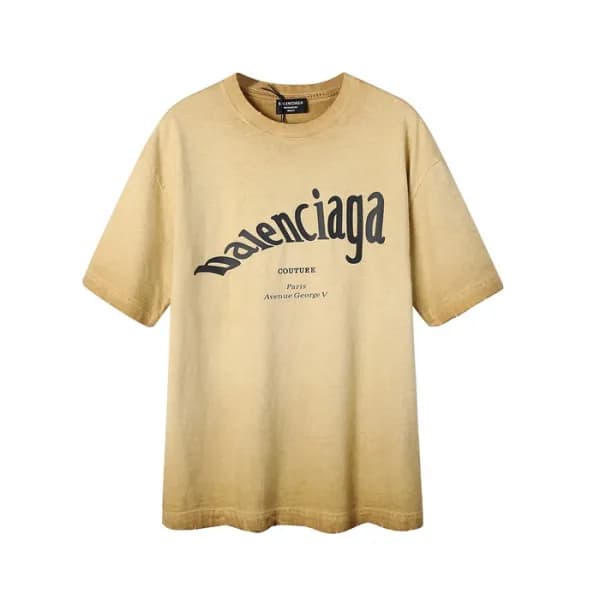 발렌시아가 남성 크루넥 카멜 반팔티 - Mens Camel Tshirts - bal0138… - 1