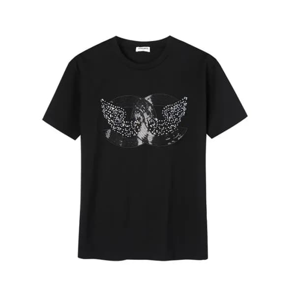 샤넬 남/녀 크루넥 블랙 반팔티 - Unisex Black Tshirts - chl0884… - 1