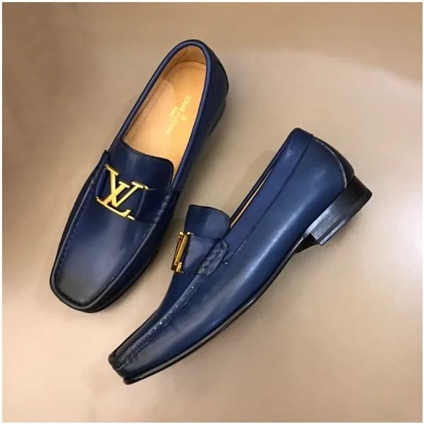 루이비통 남성 클래식 블루 로퍼 - Mens Blue Loafer - lou04314x - 1