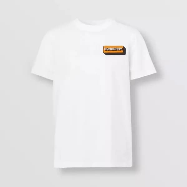 버버리 남성 화이트 크루넥 반팔티 - Mens White Tshirts - Bur04327… - 1